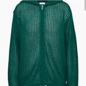 TNA Aritzia Dixie Zip Mess Hoodie in Emerald Green Color Size Small